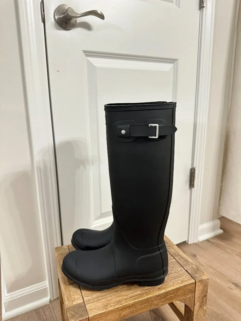 HUNTER Original Tall Rain Boot in Black Size US 8